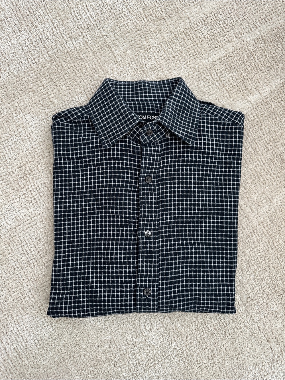 Tom Ford Navy Flannel Button Down Dress Shirt